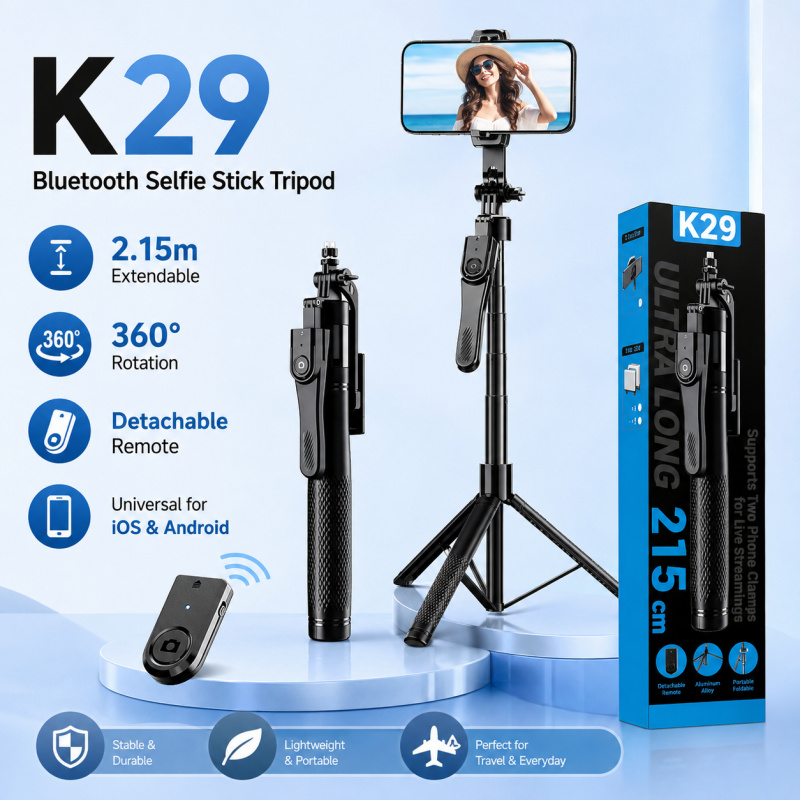 Photography Basics - 2M Bluetooth-Selfie-Stick-Stativ mit Fernbedienung, universeller ausziehbarer